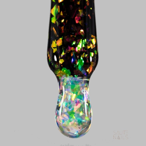 Saute Nails Top Hybrydowy z Efektem Holo Flakes