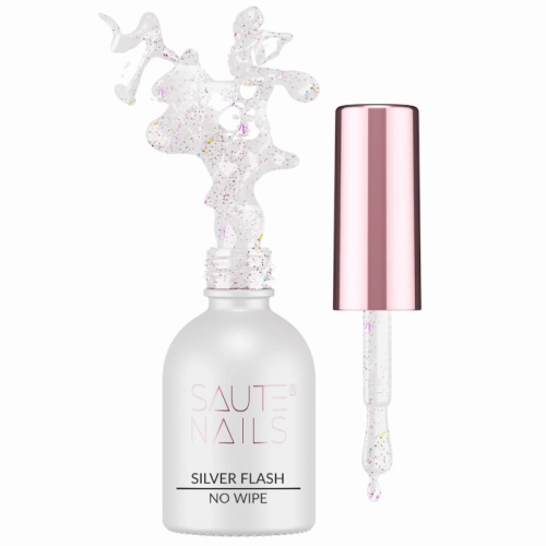 Saute Nails Top Hybrydowy z Efektem Silver Flash